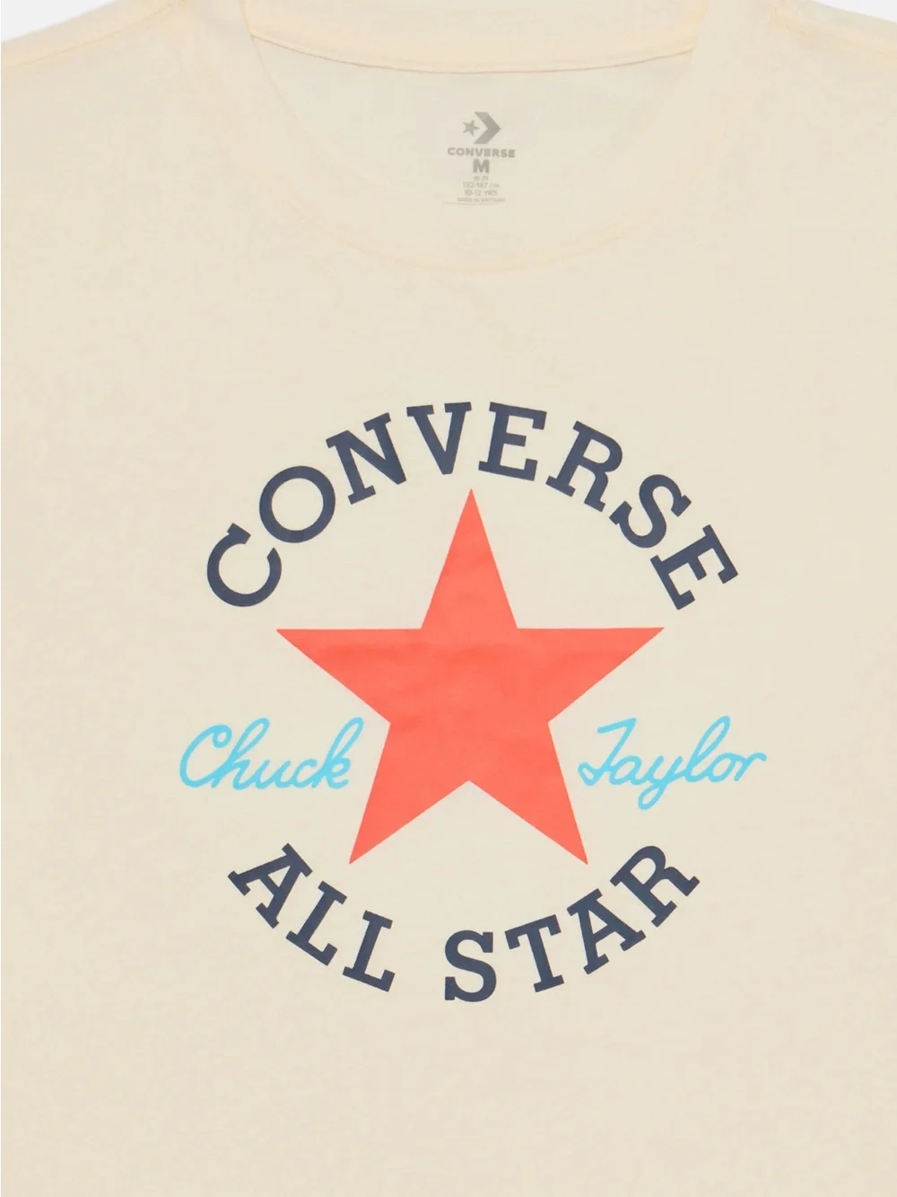 Boys Converse Kids' All Star Logo Tee - Cream with Coral Star